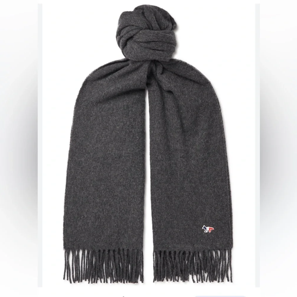 Maison Kitsuné fringed virgin wool scarf